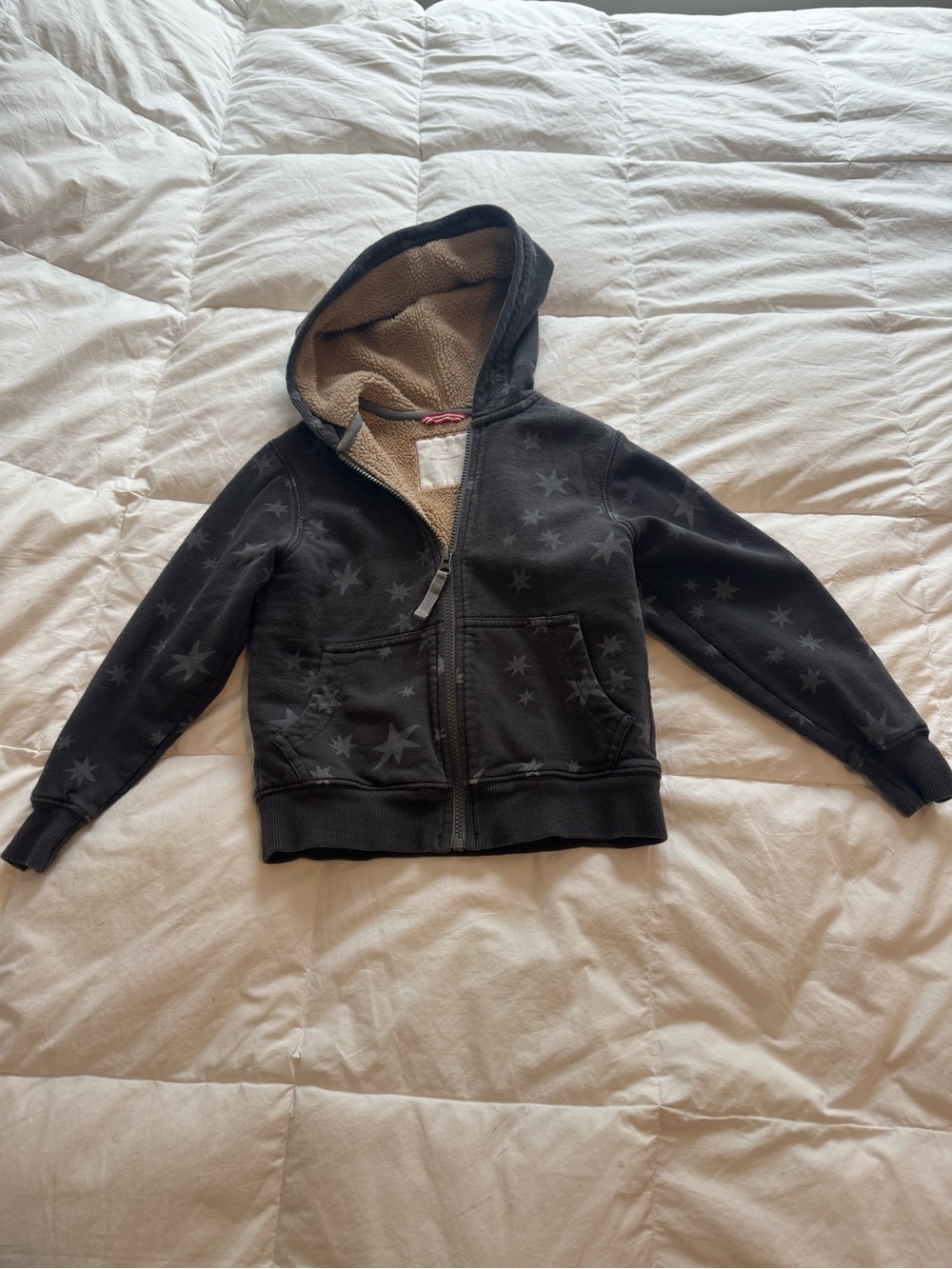 Hanna Andersson Black Star Print Sherpa Hoodie